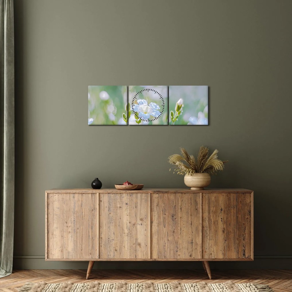 Tablou - Flori delicate (cu ceas) (90x30 cm)