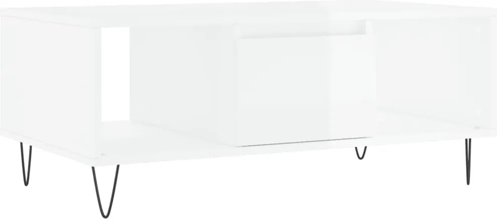 vidaXL Măsuță de cafea, alb extralucios, 90x50x36,5 cm, lemn compozit