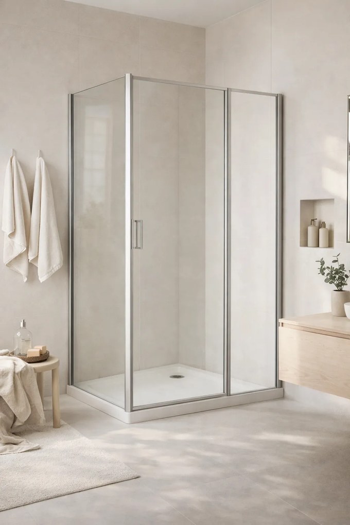 Cabina dus sticla securizata 6 mm, usa batanta, dimensiuni 80x100 cm