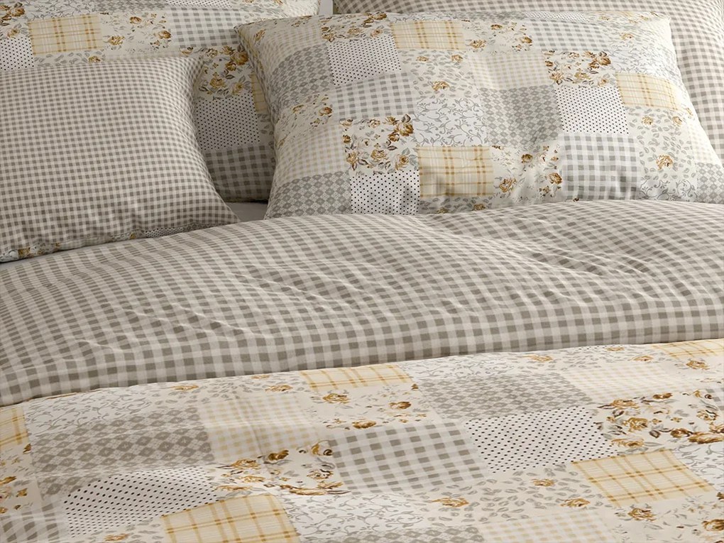 Lenjerie de pat din bumbac Renforce PATCHWORK bej Dimensiune lenjerie de pat: 70 x 90 cm | 140 x 200 cm