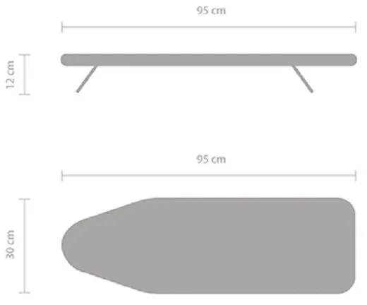 Masa de calcat Brabantia S 1000819, 95x30 cm, Compact, Carlig de agatat, Multicolor