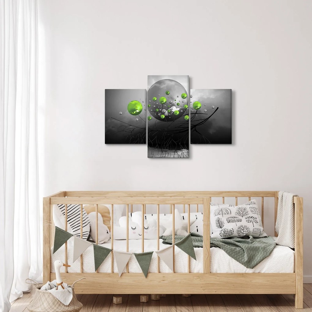 Tabloul cu bile abstracte verzi (90x60 cm)