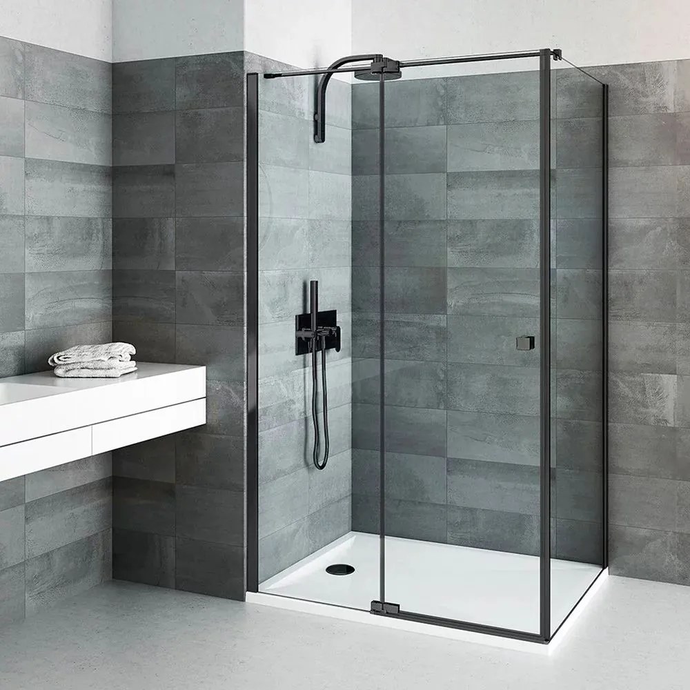 Usa de nisa batanta Roth Elegant Neo Line 90 cm sticla 8 mm negru