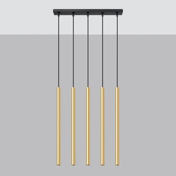 Lustră pe cablu Sollux SL.1198 PASTELO 5xG9/8W/230V auriu