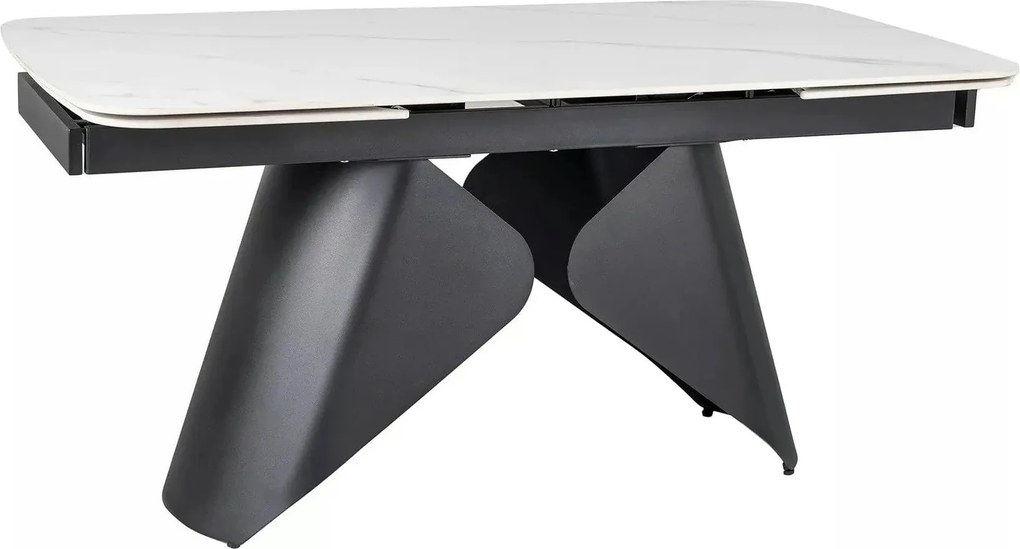 Masa extensibila ARMANDO, alb cu efect de marmura, ceramica/metal, 160