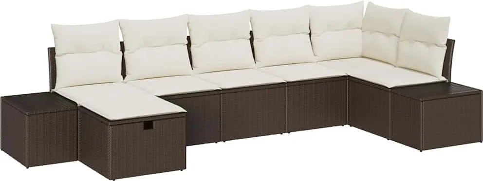 vidaXL Set de canapea cu pernă 7 pcs poliratan