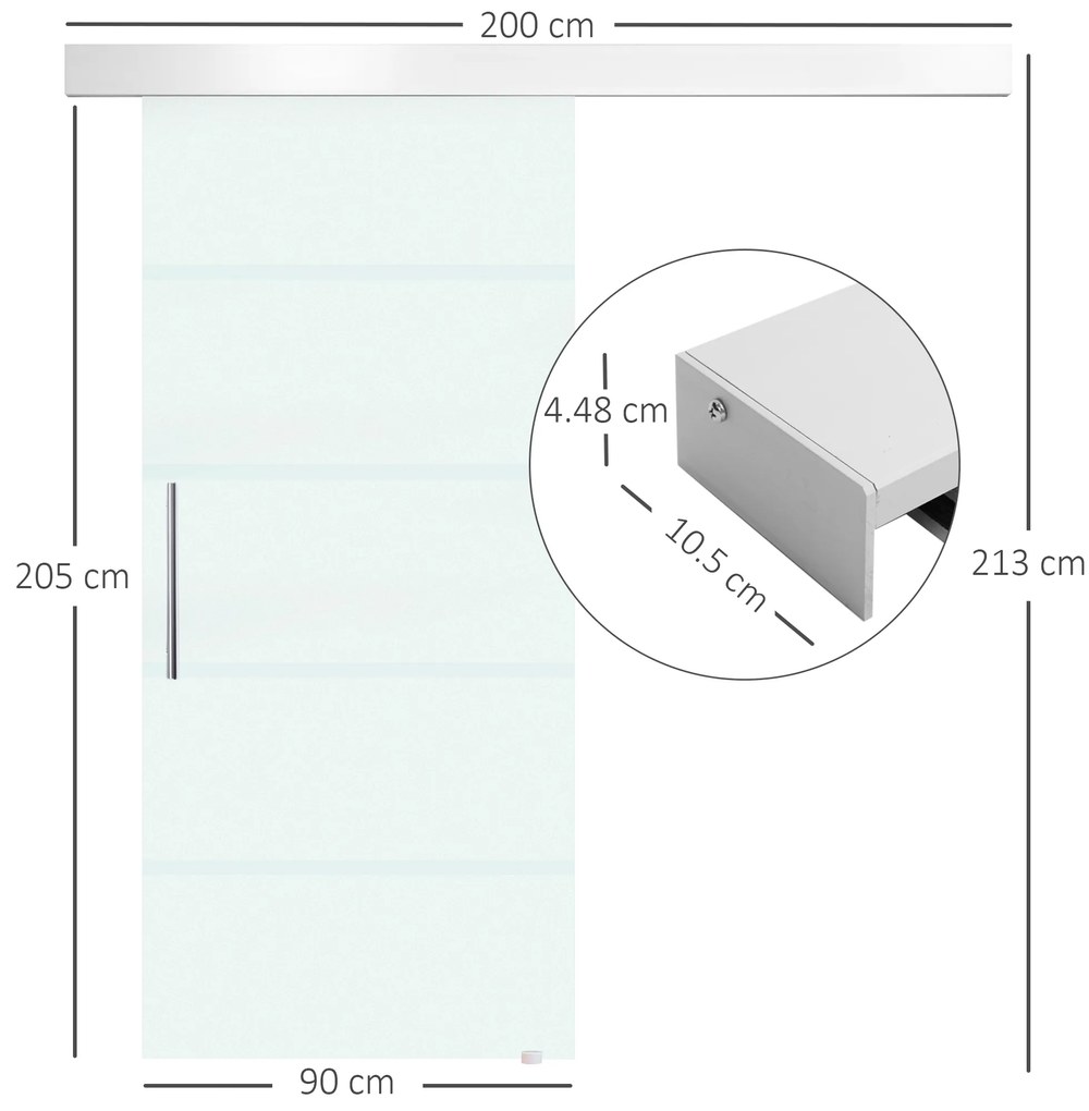 HOMCOM, usa glisanta din sticla securizata satinata, 90x205 cm | Aosom Romania
