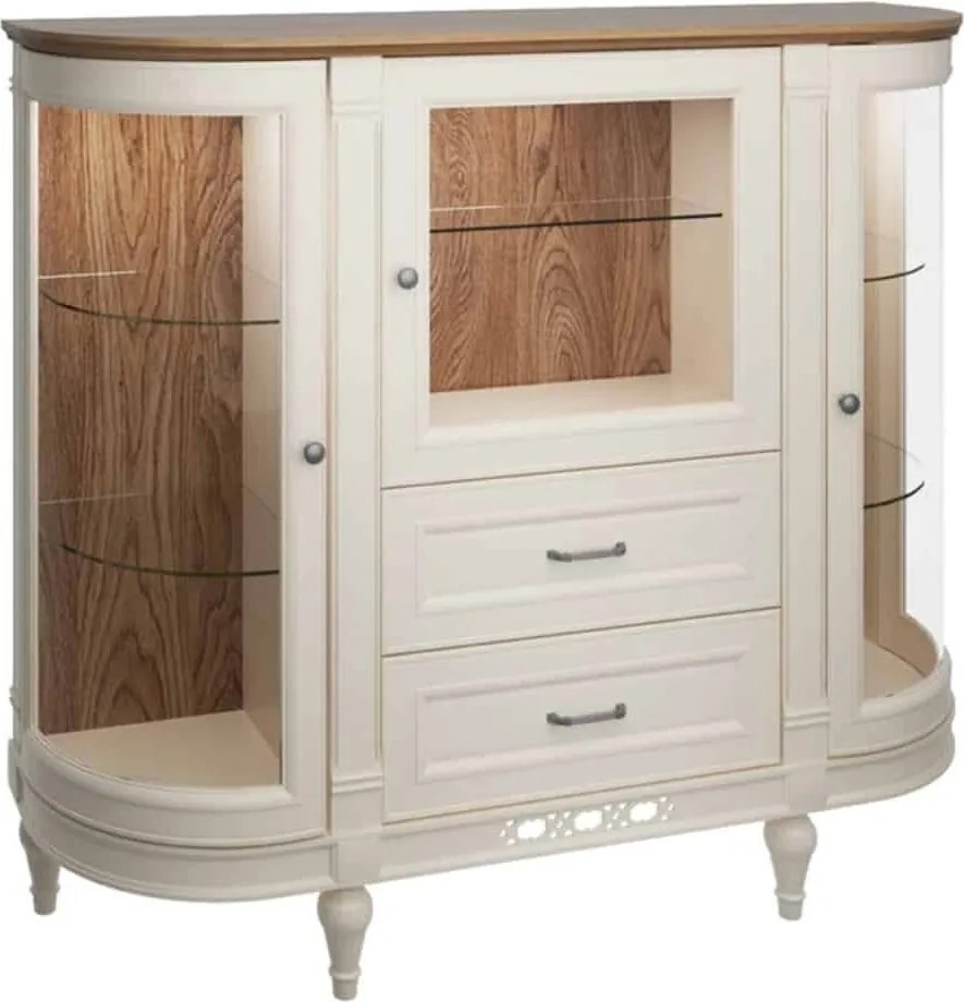 Bufet lemn masiv crem Provence -Natur, 134 × 40 × 117 cm