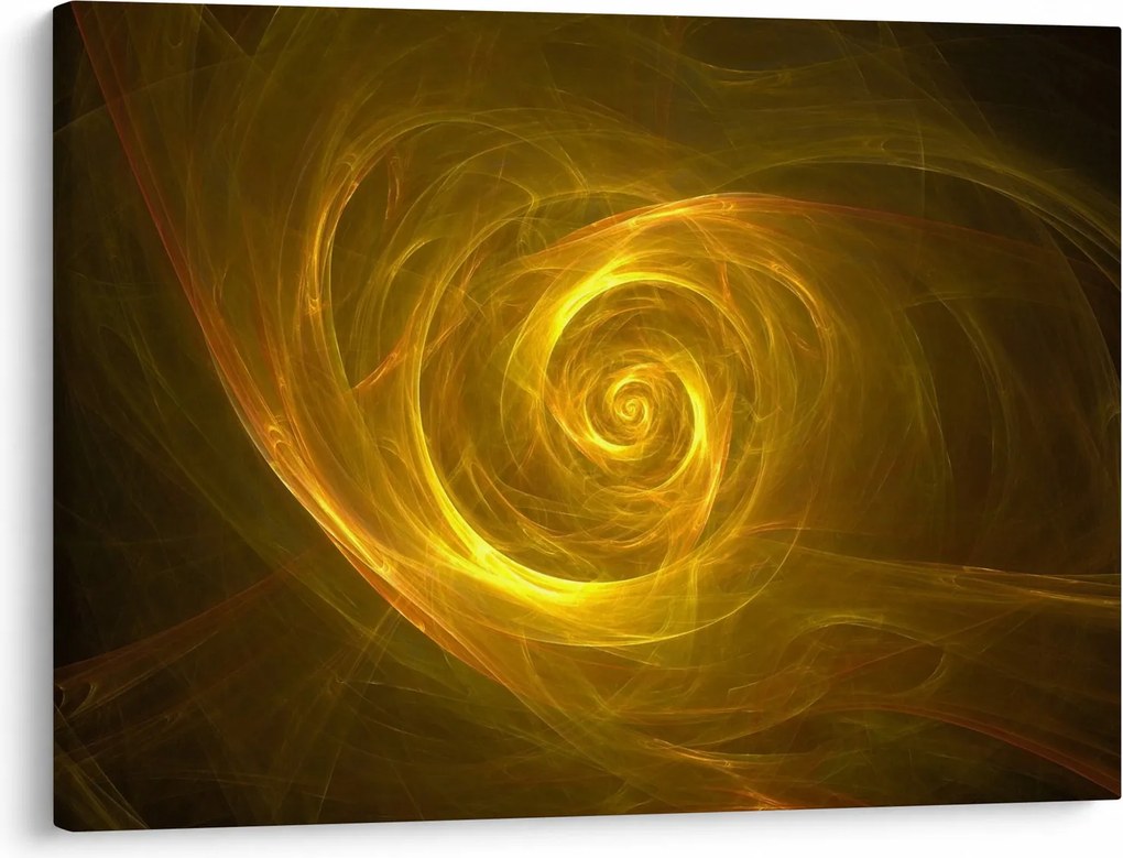 Tabloul cu spirala abstractă în galben (70x50 cm)