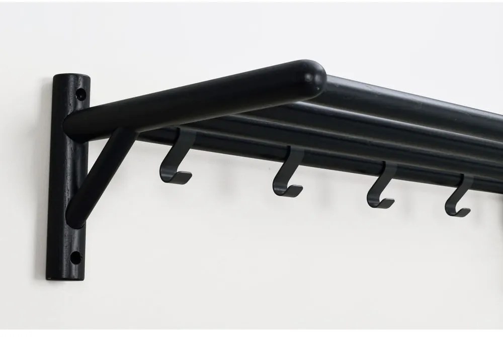 Cuier de perete negru din lemn masiv de stejar Milford - Rowico