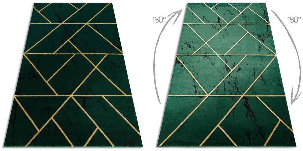 Exclusiv EMERALD covor 1012 glamour, stilat, geometric, marmură sticla verde / aur