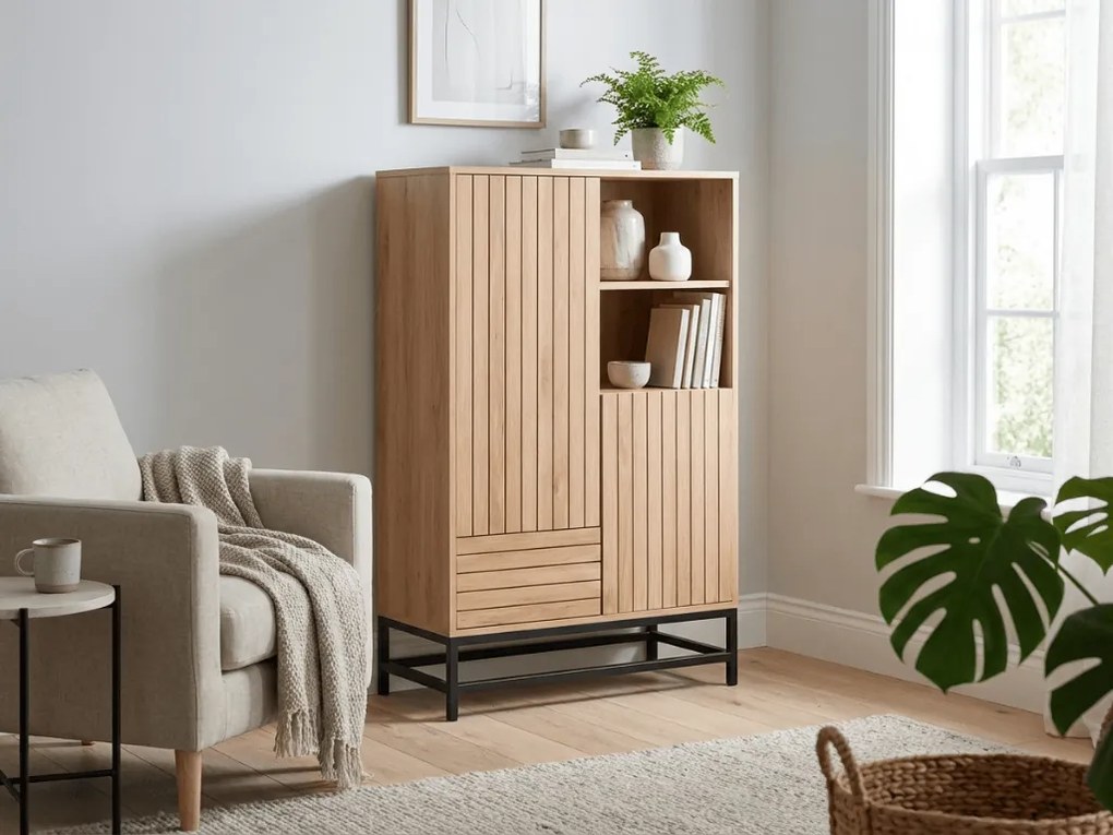 Comoda inalta VALMOR 120x75 cm, decor stejar