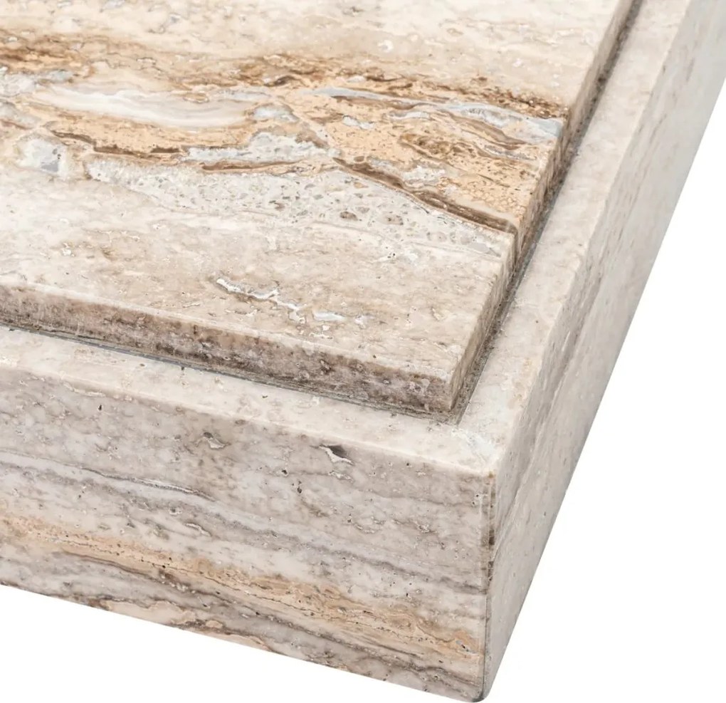 Masuta de Cafea Design LUX, Travertin, Silver, Sartoria, 83x83cm