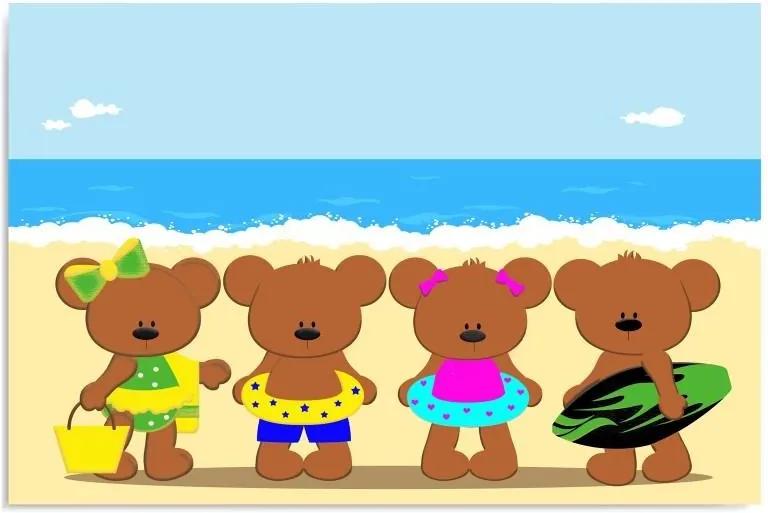 Tablou CARO - Teddy Bears On The Beach 40x30 cm