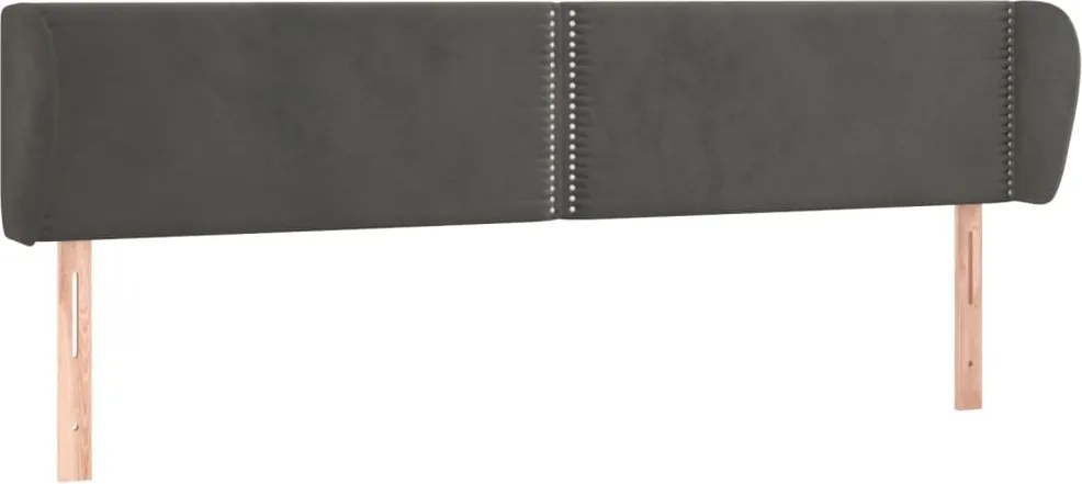 vidaXL Tăblie de pat cu aripioare gri închis 203x23x78/88 cm catifea