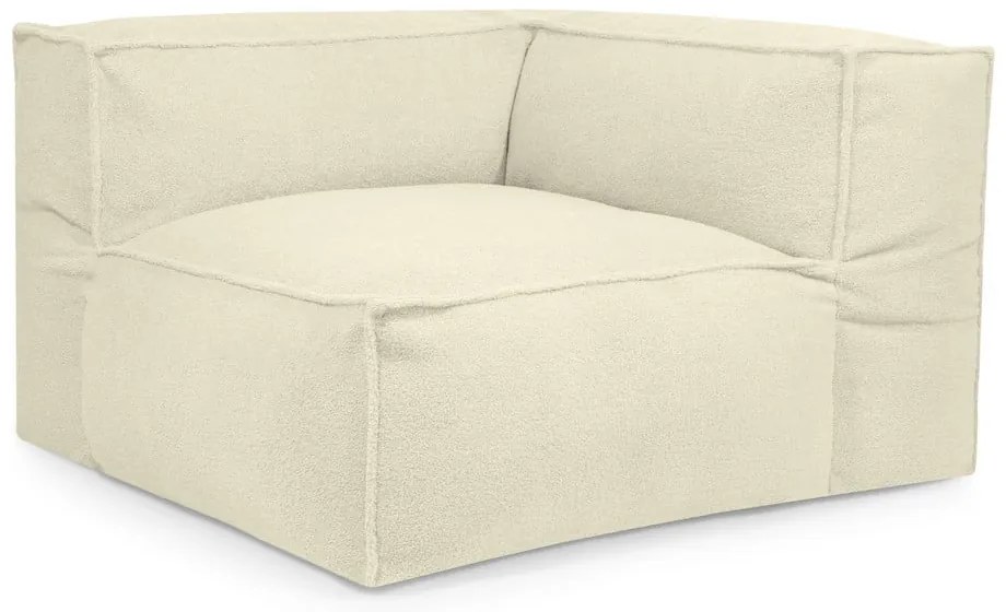 Fotoliu bean bag crem cu tapițerie din țesătură bouclé Mass Corner 150 Right – SLOWDOWN
