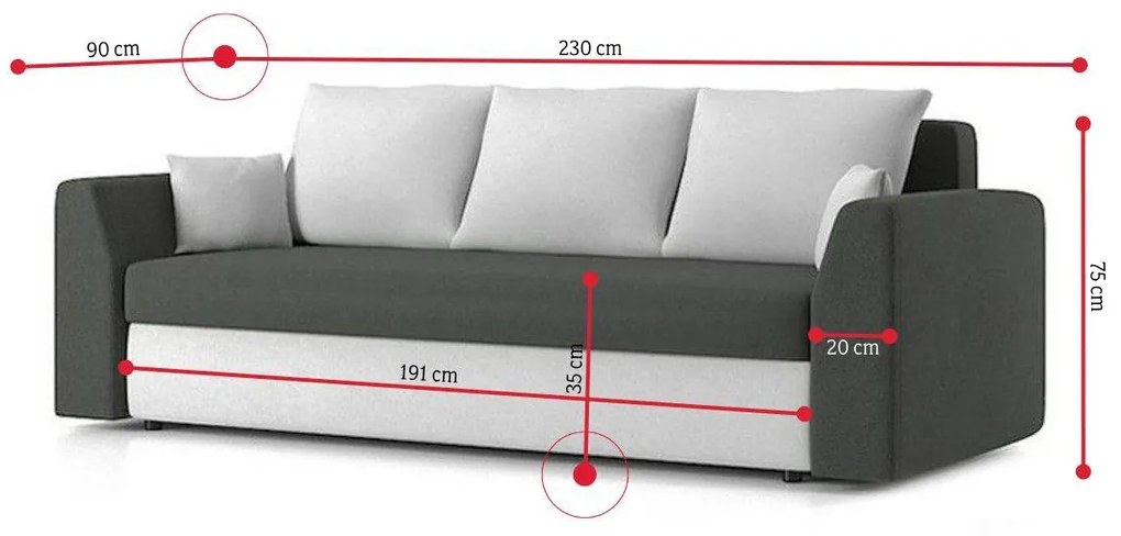 Supermobel Canapea extensibilă ZARTA 2,230x75x90,haiti 14/haiti 17