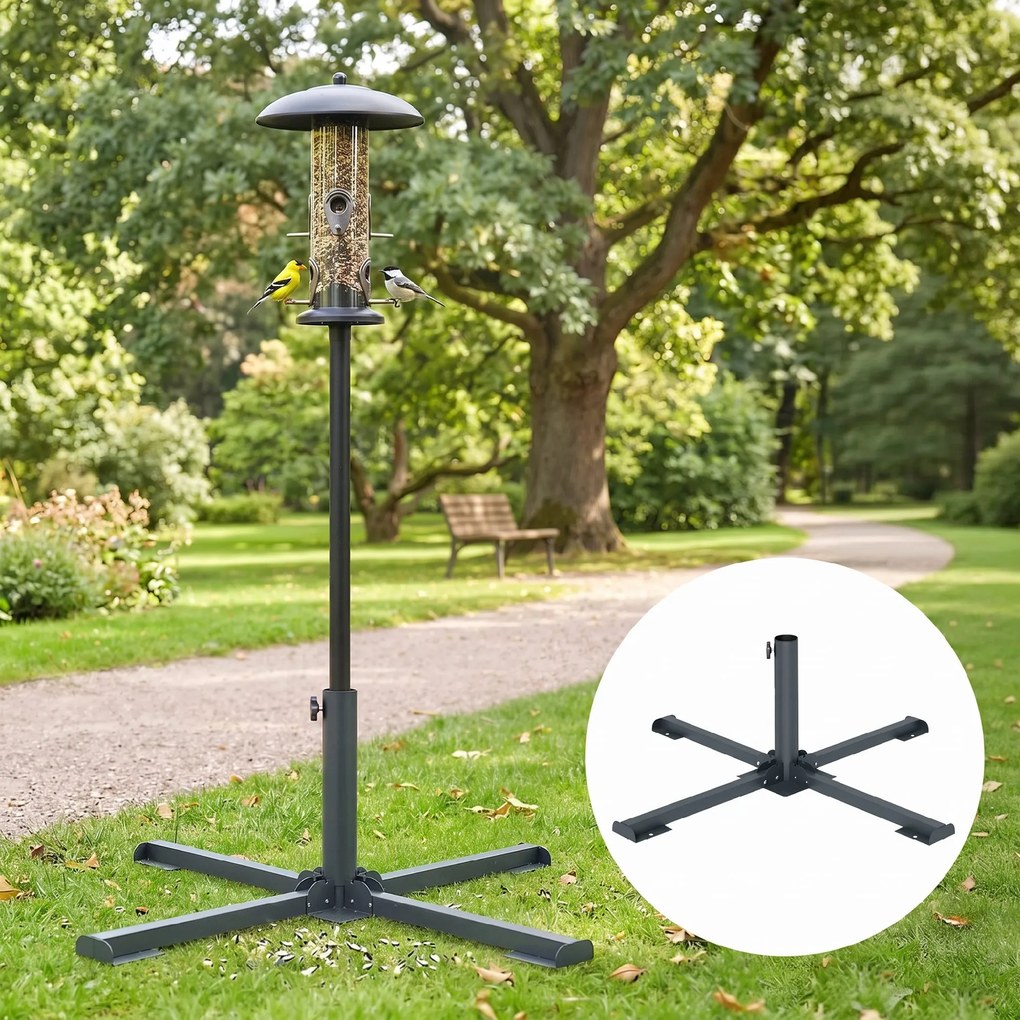 Outsunny Bază Pliabilă în Formă de Cruce pentru Umbrele de 38 mm și 48 mm, Suport Metalic Rezistent pentru Brazi de Crăciun, Umbrele de Grădină, Patio, Plajă, Gri Închis | Aosom Romania