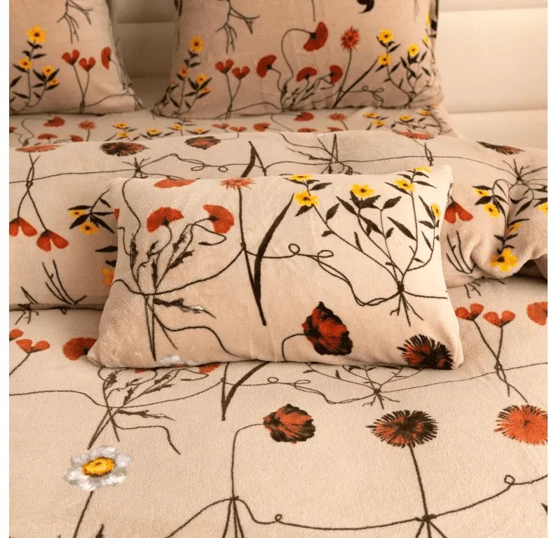 Lenjerie de pat din microplush HERBARIU bej Dimensiune lenjerie de pat: 2 buc 70 x 90 cm | 200 x 220 cm