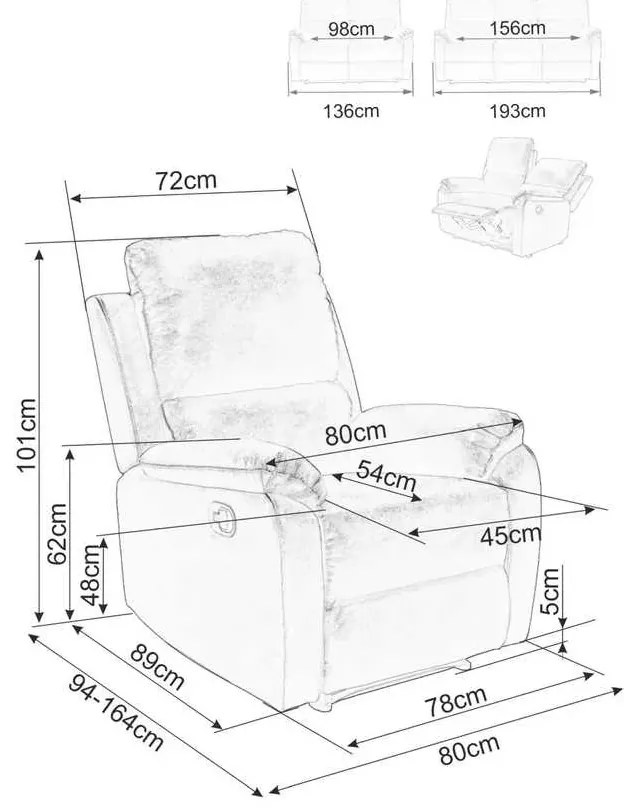 Scaun reclinabil Bud III, gri