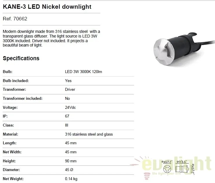 SPOT LED INCASTRABIL DE EXTERIOR KANE-3 70662