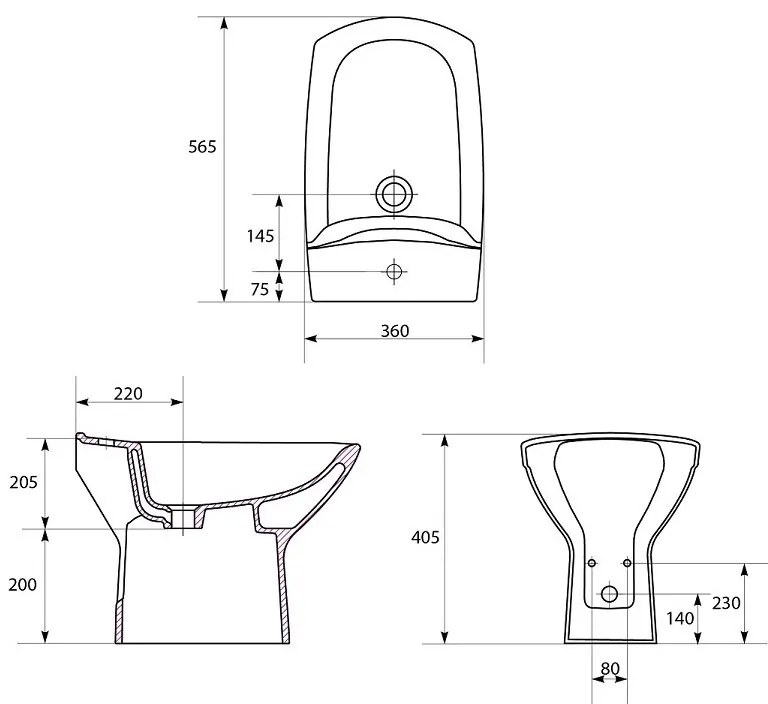 Bideu stativ Cersanit, Carina, rectangular, alb