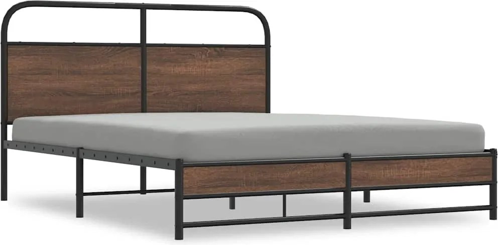 vidaXL Cadru de pat fără saltea stejar maro 150x200 cm Lemn prelucrat