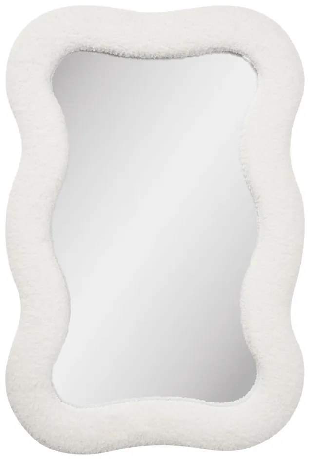 Oglindă Bosaro, pluș, alb, 80x54 cm