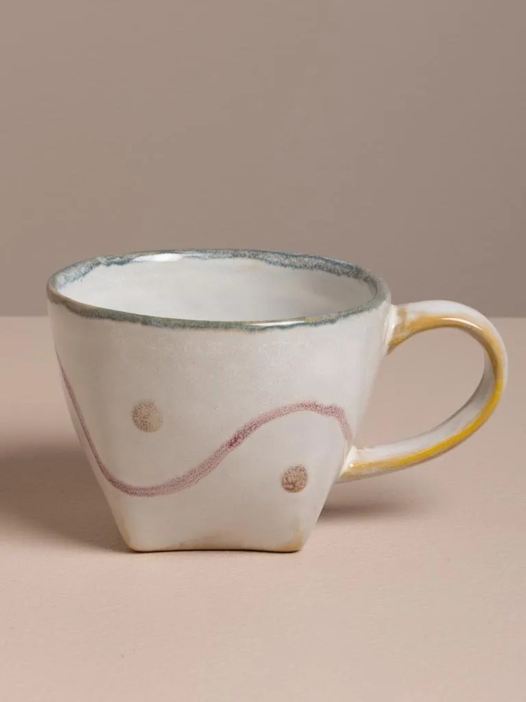 Set 2 cești de cafea din gresie ceramică, H7 cm, "Marine"