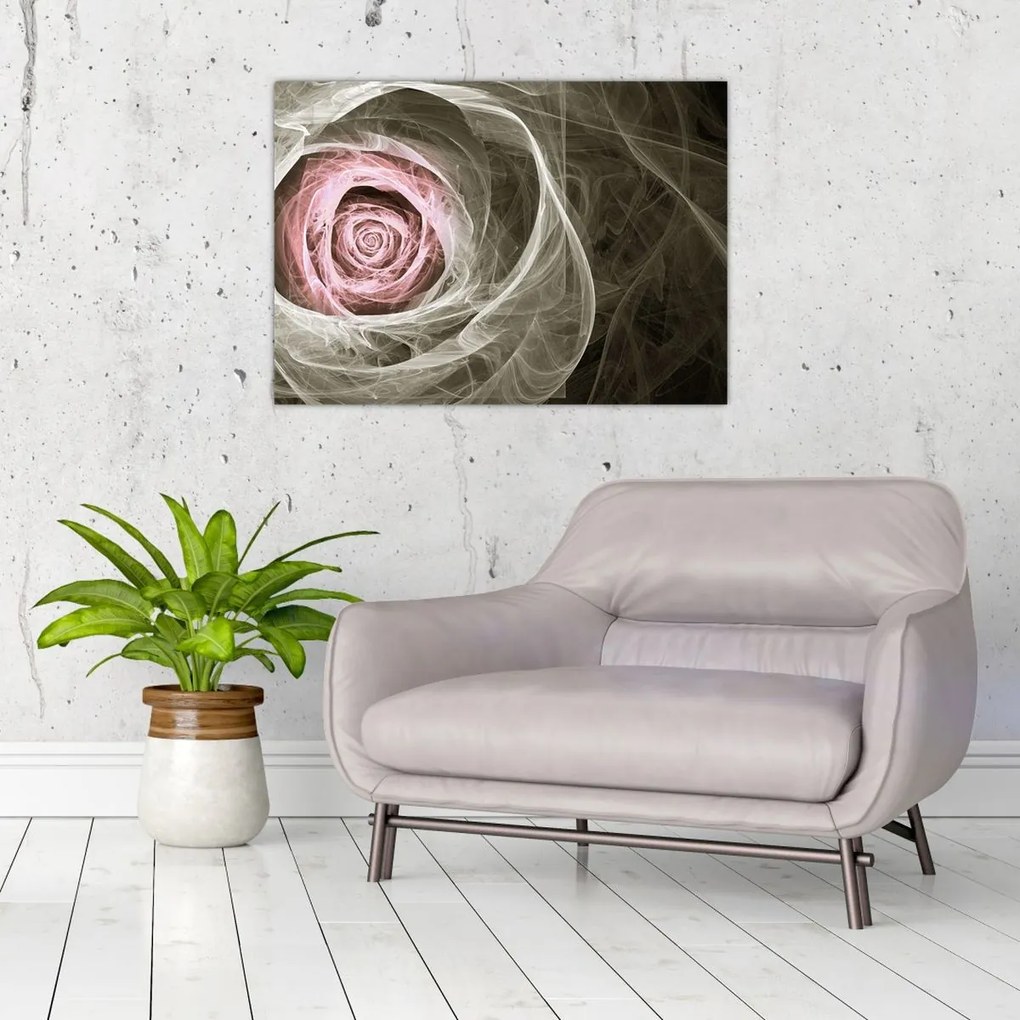 Tablou pe sticlă - Abstract trandafir roz deschis roz (70x50 cm)