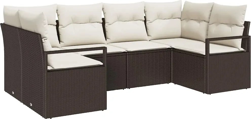 vidaXL Set de canapea cu pernă 6 pcs Maro poliratan