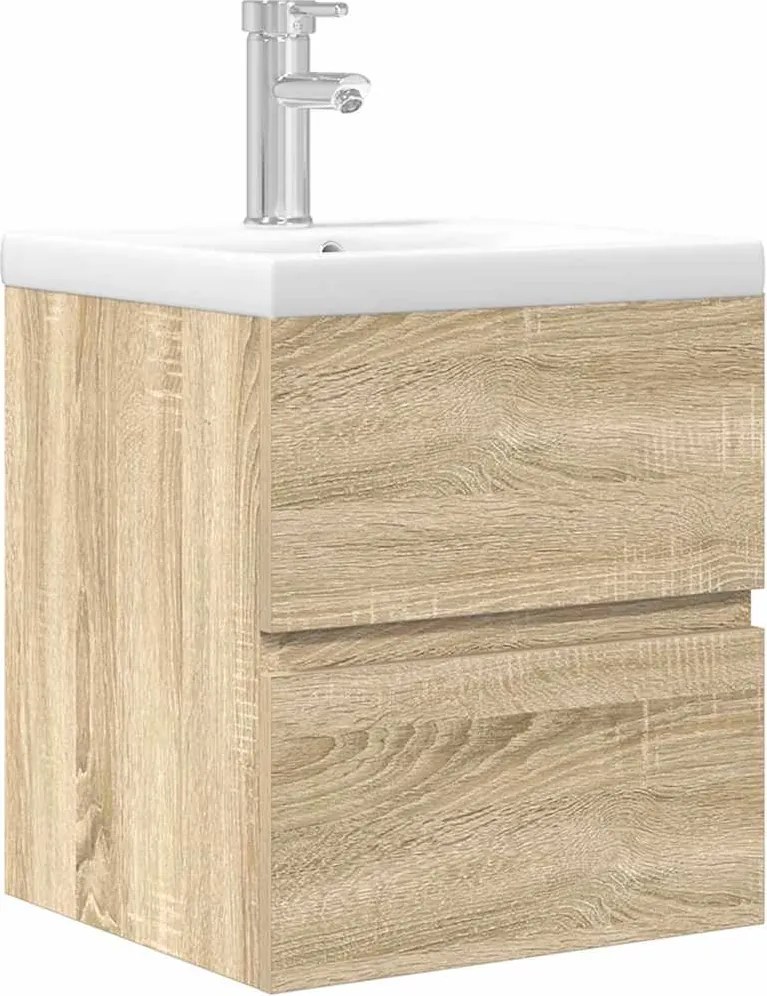vidaXL Set mobilier de baie, 2 piese, stejar sonoma, lemn prelucrat