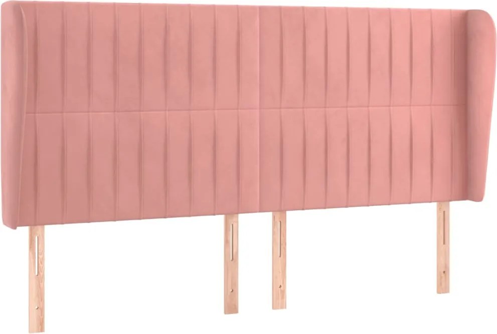 vidaXL Tăblie de pat cu aripioare, roz, 203x23x118/128 cm, catifea