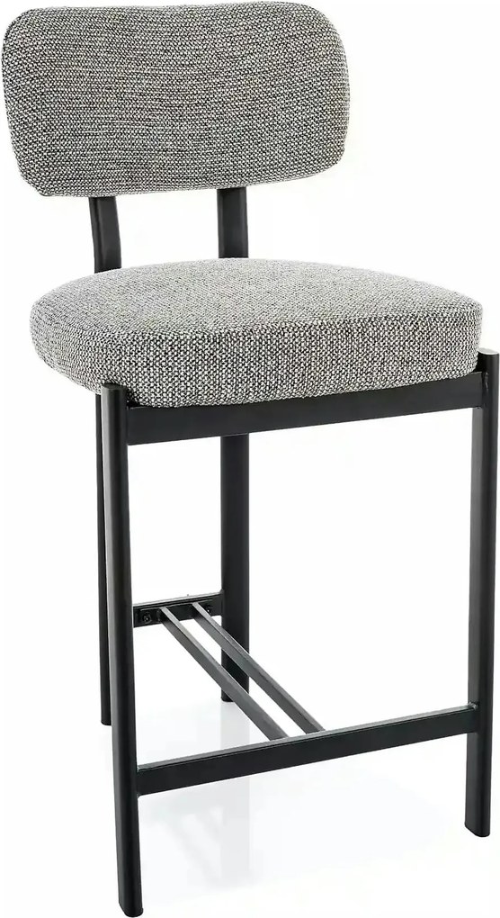 Scaun bar MISAKI H-2, gri/negru, stofă/metal, 45x44x92 cm