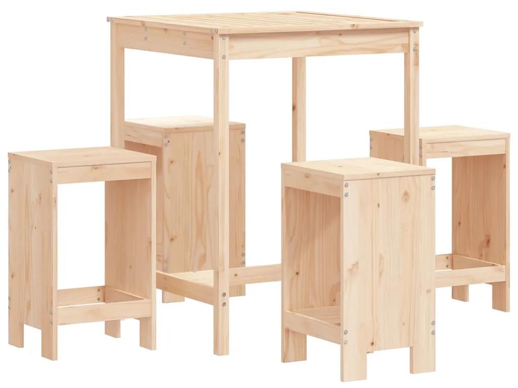 3157739 vidaXL Set mobilier de bar pentru grădină, 5 piese, lemn masiv de pin