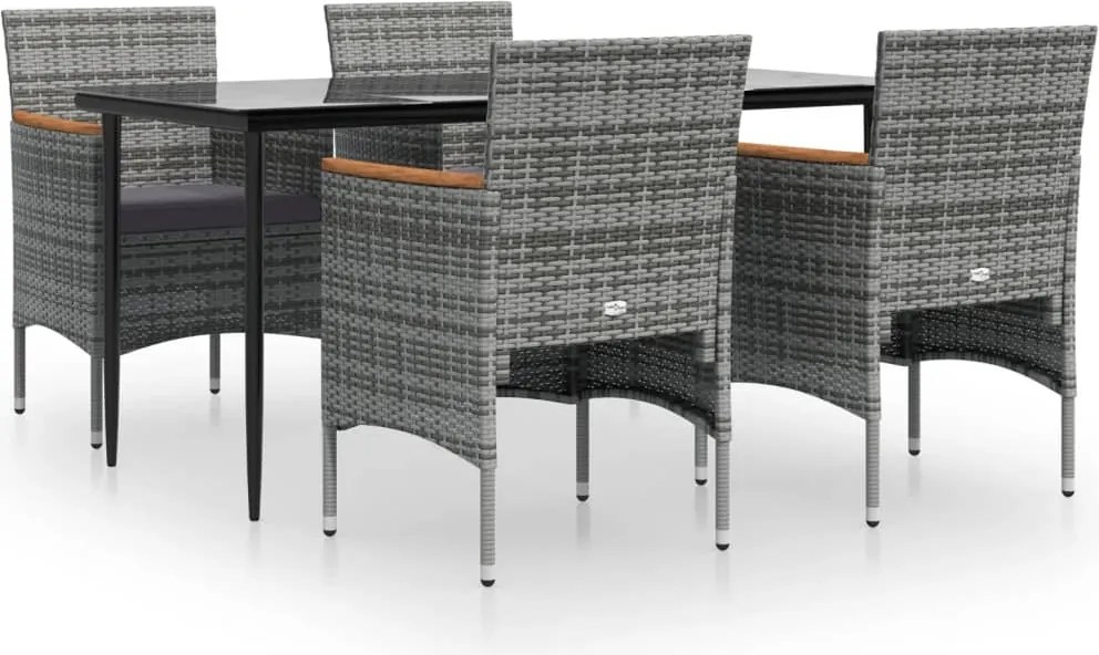 vidaXL Set de servit masa pentru grădină, 5 piese, gri și negru