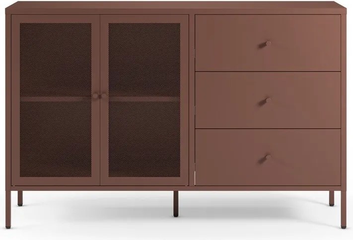 Comodă burgundy din metal 140x90x40 cm Fayna – Marckeric