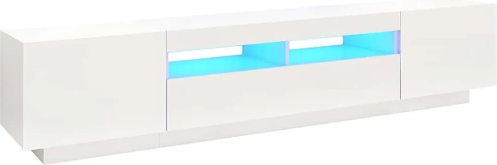 vidaXL Comodă TV cu lumini LED, alb, 200x35x40cm