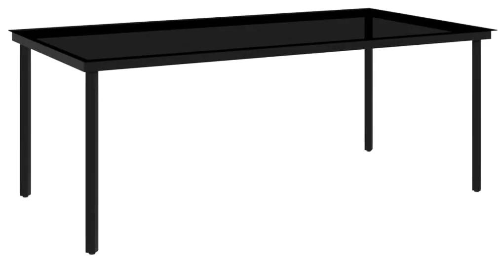 Set mobilier pentru gradina, 7 piese, negru Negru, Lungime masa 200 cm, 7