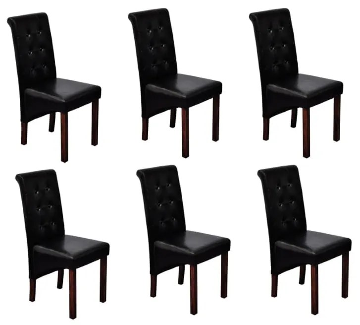 vidaXL Scaune de sufragerie, 6 buc., negru, piele ecologică