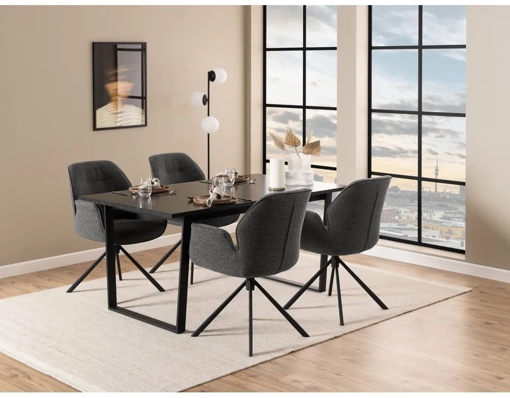 Scaun de sufragerie gri închis tapițat Aura – Actona