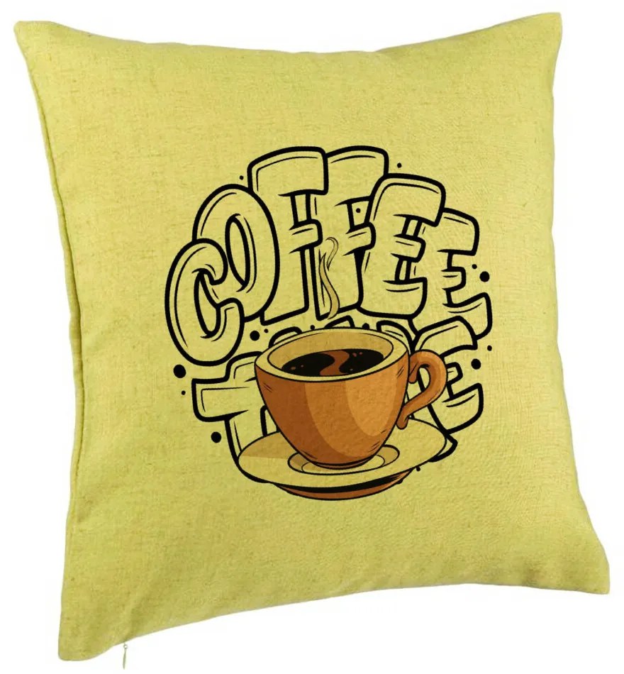 Perna Decorativa, Model Coffe Lover, 40x40 cm, Verde, Husa Detasabila, Burduf