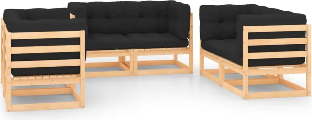 vidaXL Set mobilier de grădină cu perne, 6 piese, lemn masiv de pin