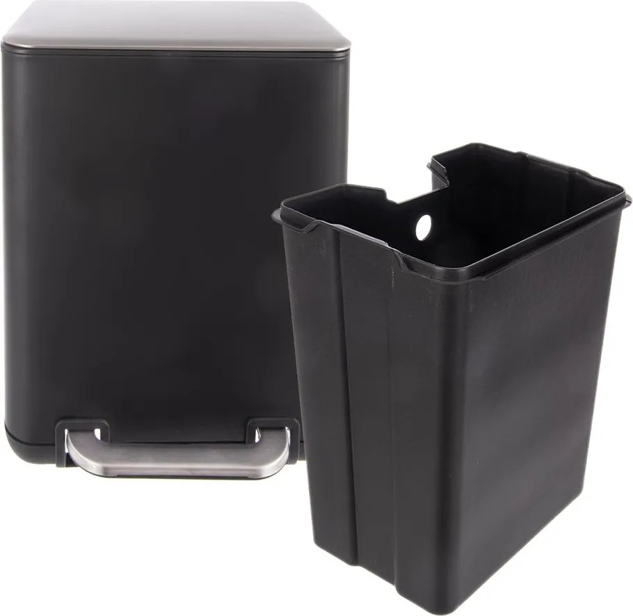 Coș de gunoi negru cu pedală din oțel inoxidabil 6 l Black – Orion