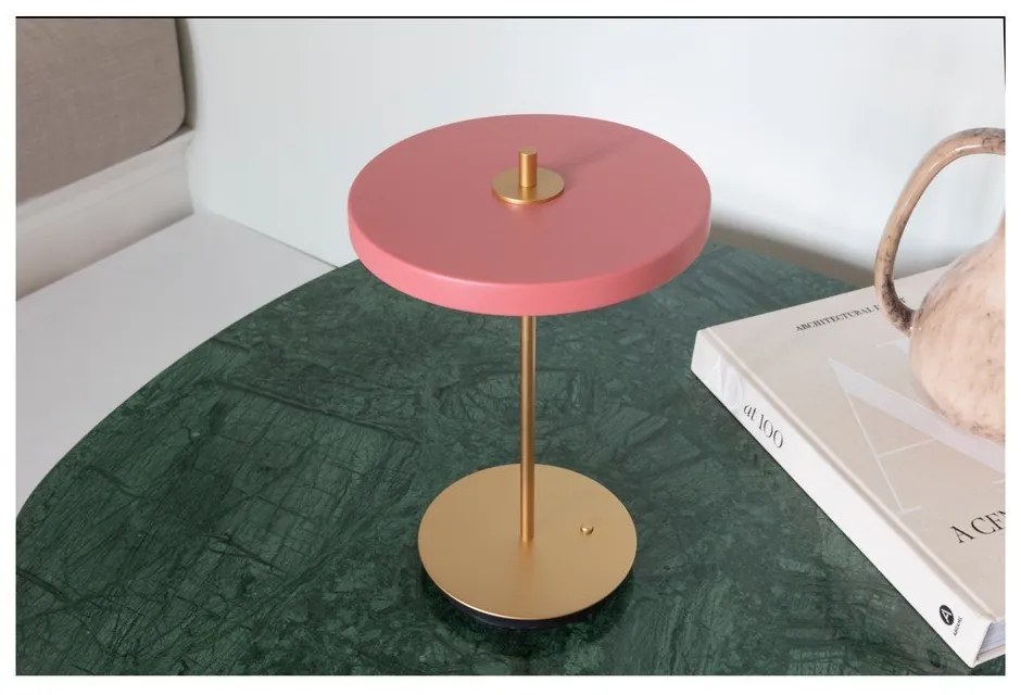 Veioză roz LED cu intensitate reglabilă cu abajur din metal (înălțime 31 cm) Asteria Move – UMAGE