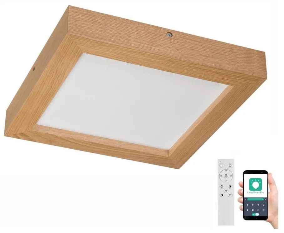 Plafonieră LED dimabilă Brilagi WOODY FRAME LED/24W/230V stejar 30x30 cm IP44 + telecomandă