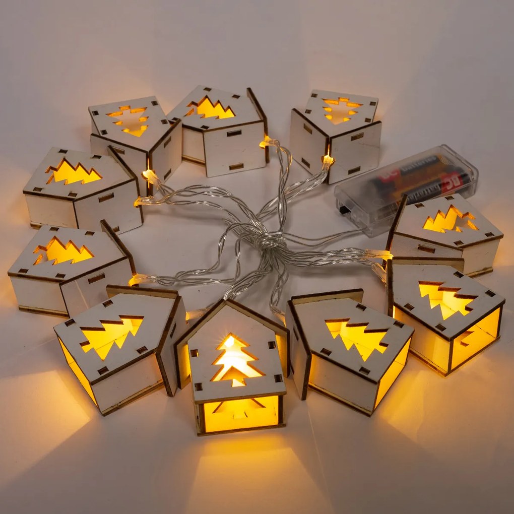 Decorațiune de Crăciun LED Case cu stea maro, 150 cm