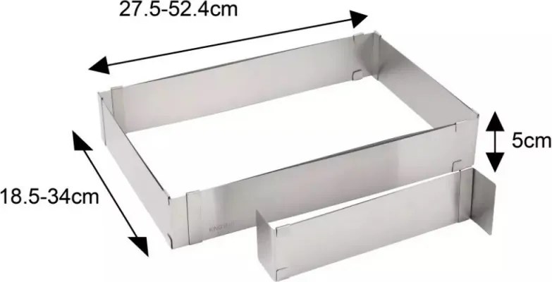 Resigilat: Forma de copt Kinghoff KH 1907, Reglabila 27,5-52,4 cm, Otel inoxidabil, Argintiu