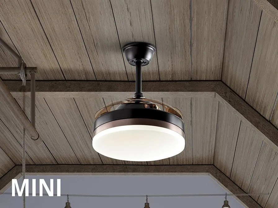 Lustra LED cu Ventilator si telecomanda, lame retractabile Mini Vento negru/bronz