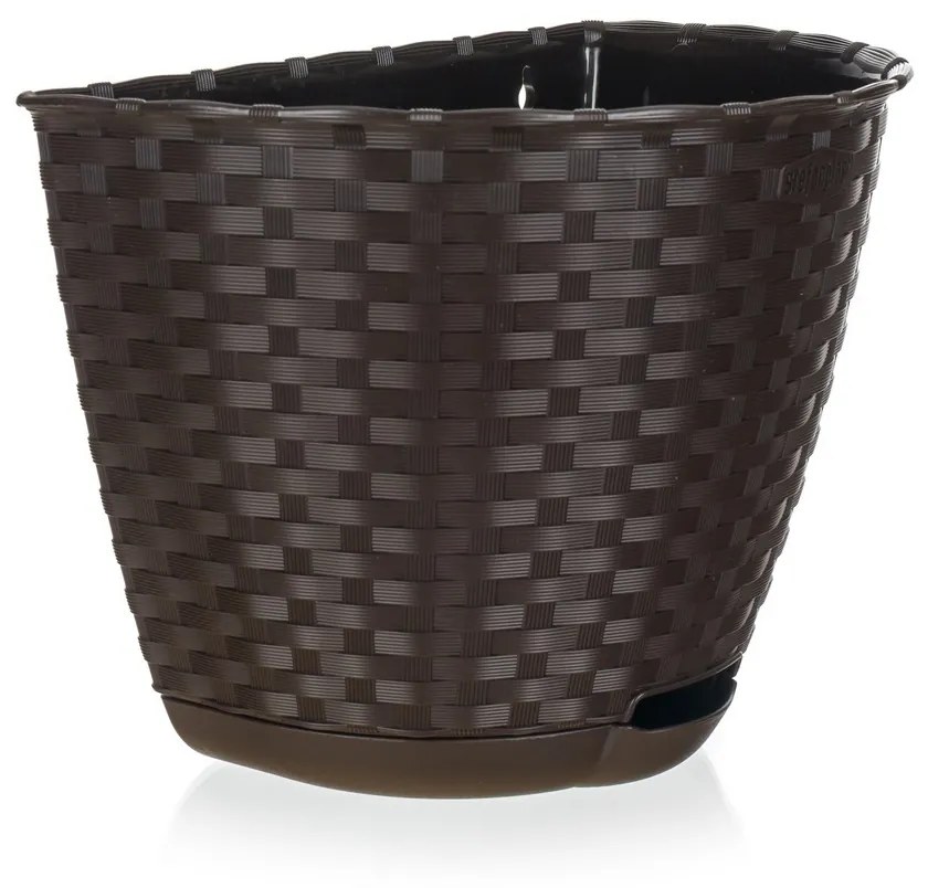 Ghiveci de flori cu perete cu auto-udare Brilanz, maro, 30 cm
